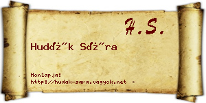 Hudák Sára névjegykártya
